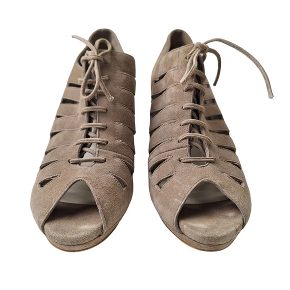 Zara Sz EU41/US10 Lace-up Cut-Out Caged Platform Sandals Heels - Picture 3 of 15